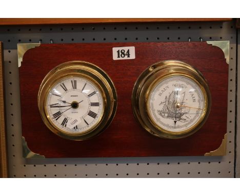 Maritime Stager mounted clock and Barometer set 