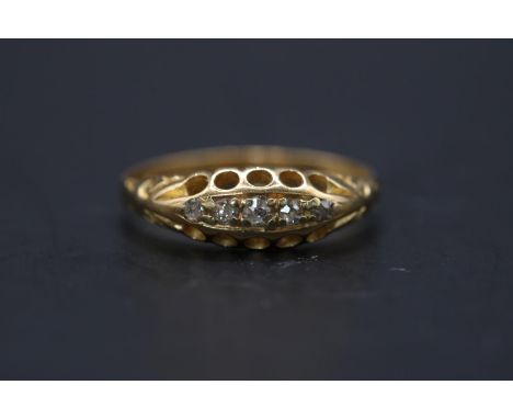 Ladies 18ct Gold (tested) Edwardian Diamond set ring Size J. 1.9g total weight 