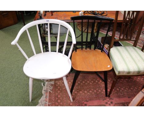 Ercol Cow Horn overpainted Elbow chair and a Ercol style chair 