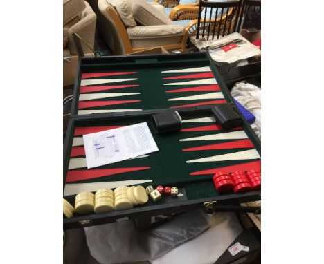 BACKGAMMON SET IN A CASE