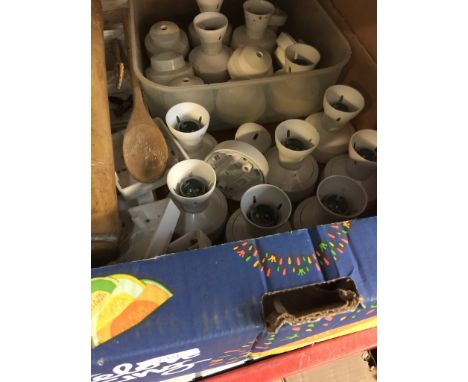 BOX OF LIGHT BULB FITTINGS