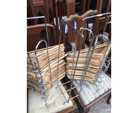 VARIOUS WOODEN COAT HANGERS AND STANDS