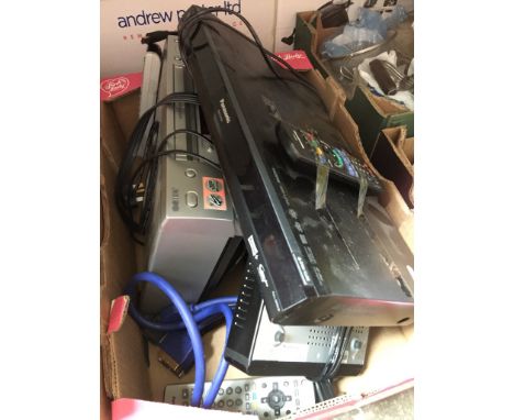BOX OF ELECTRICAL ITEMS DVD PLAYER/ RECORDER, DIGI BOXES ETC