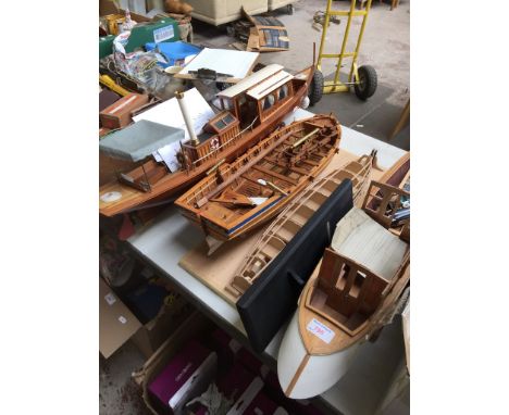 MODEL WOODEN BOAT AND OTHERS PARTIALLY BUILT     T3