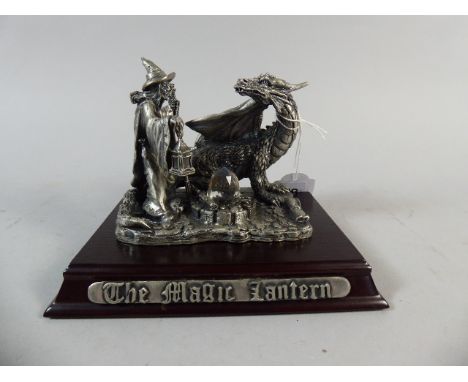 A Myth and Magic Pewter Figure Group on Wooden Plinth the Magic Lantern