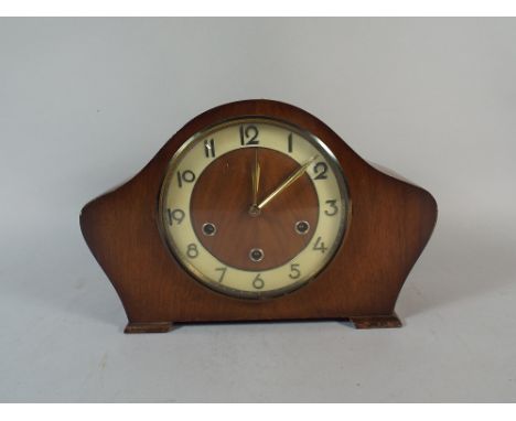 An Edwardian Walnut West Minister Chime Mantle Clock  