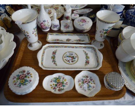 A Tray Containing Coalport Ming Rose to Include Tray, Trinket Dishes, Vases Etc