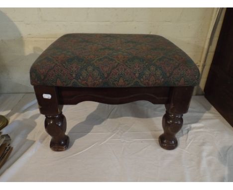 An Upholstered Square Stool with Tapestry Top, 50cm 