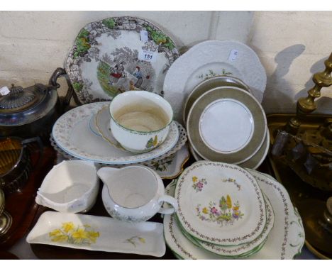 A Tray of Floral Pattern China to Include Copeland Spode Sandwich Plate, Royal Doulton Antique Bowl, Side Plates, Wedgwood We