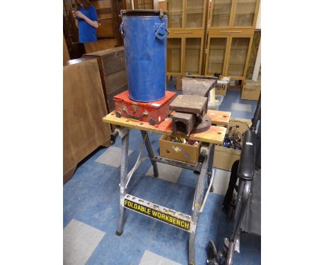 A Folding Work Bench, Work Bench Vice Etc