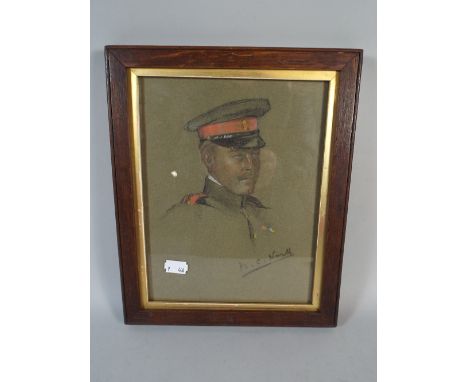 A Framed Pastel Portrait of Military Officer Inscribed M C Nevill