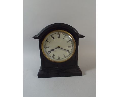 A Modern Ebonised Effect Mantle Clock, Battery Movement 