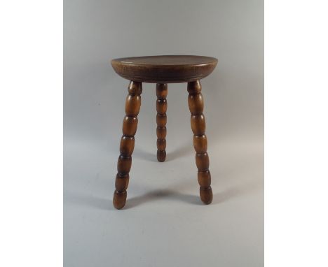 An Edwardian Circular Topped Bobbin Legged Stool, 24cm Diameter