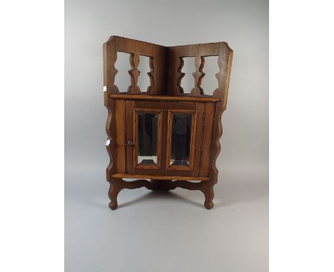 A Corner Shelf Unit with Mirrored Panelled Door, 60cm High