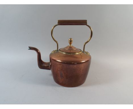 A Victorian Copper Kettle with Acorn Finial 