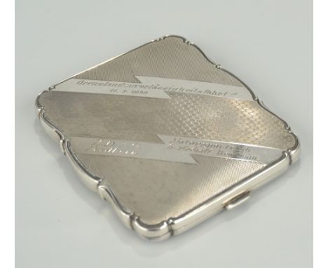Zigarettenetui, 800er Silber, Lutz&amp;amp;Weiss Chippendale-Dekor, graviert "Grenzzuverlässigkeitsfahrt 11.8.1929 - A.D.A.C.