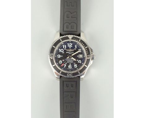 Armbanduhr Breitling Superocean II 42mmRef. A17365, Edelstahlgehäuse, D.42mm, schwarzes Zifferblatt mit arabischen Leuchtziff