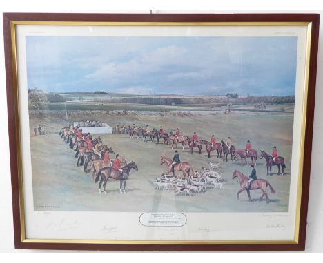 L. SANDYS LUMSDAINE - The Heythrop Hunt Point to Point - Fox Farm - 5th April 1977, a&nbsp;framed and glazed limited edition 