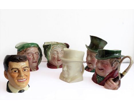 Six Toby jugs:&nbsp;Winston Churchill 1941 modelled by Frank Potts for J &amp; E Meakin;&nbsp;John F Kennedy by Sylvac and fo