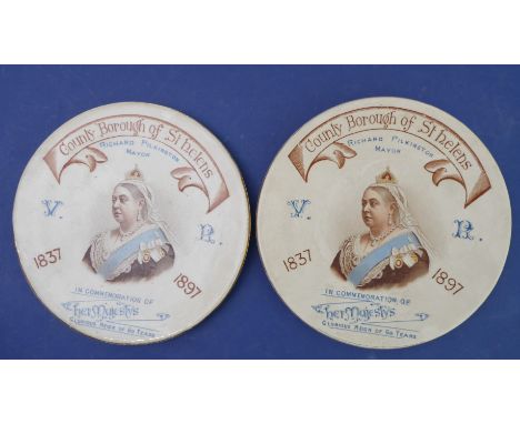 Two late 19th century H. Webb&nbsp;teapot stands commemorating the diamond jubilee of Queen Victoria in 1897 (County Borough 