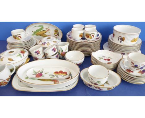 A large selection of Royal Worcester Evesham ware kitchen ceramics (some dated early 1960s) to include 12 x dinner plates pla
