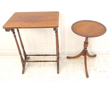 A single early 19th century rectangular rosewood quartetto-style table on turned supports (51.5cm wide x 70cm high), together