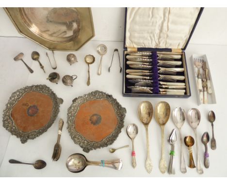 An assortment of 19th and early 20th century silver plate to include:a pair of early 19th century Sheffield plated three-legg