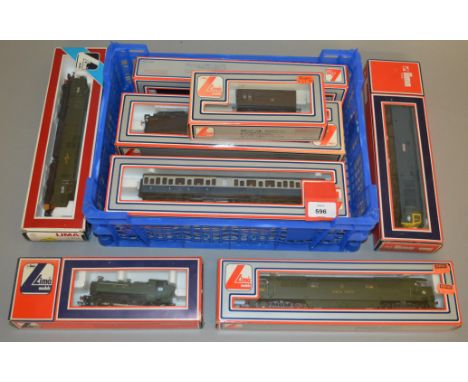 OO gauge. A quantity of Lima items: three diesel locomotives; tank locomotive; six items of rolling stock. Overall appear G-V