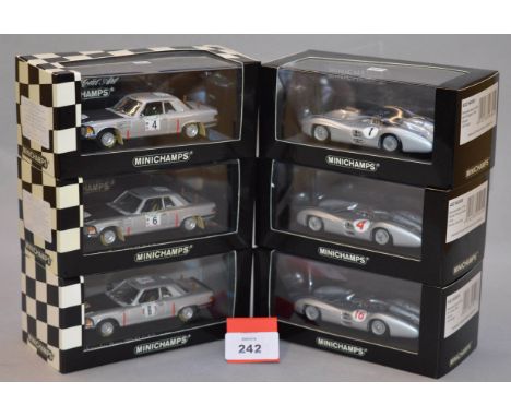 Minichamps. Six Mercedes Benz  diecast model cars in 1:43 scale  including three 450 SLC 5.0 cars - 430 793994 (L. Ed. 1728),