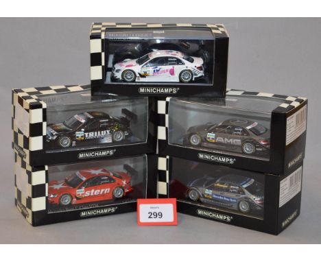 Minichamps. Five Mercedes Benz C Class DTM 2008  Team AMG-Mercedes diecast model cars in 1:43 scale  including 400 083716 (L.