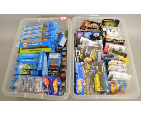 123 x Mattel Hot Wheels diecast models, including 3 and 5 packs, includes Beatles, Star Trek, Volkswagen, etc. All carded/box