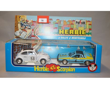 Polistil 1:24 scale W11 Herbie & Scorpion al Rallye di Montecarlo set, containing Herbie (Volkswagen) and Scorpion (Lancia). 