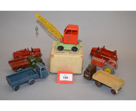 A boxed Charbens 'Model Mobile Crane', F/G in overall G box together with six unboxed Charbens diecast models including Tract