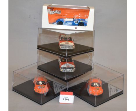 Nine diecast model cars in 1:43 scale including four IXO Ferrari models, two Speidel Modellauto 1982 Audi Quatro cars both li