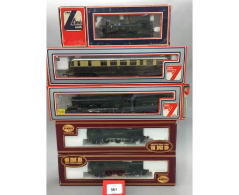 OO gauge. Five locomotives: two GMR Airfix 2-6-2T GWR green '6110'; Lima 205132 GWR; Lima 4-6-2 GWR green 'King George V'; Li