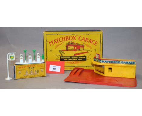A boxed Matchbox Showroom and Service Station, yellow building with red base,G+/VG, in G 'Raphael Lipkin' box together with A