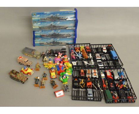 A quantity of mixed unboxed diecast metal and plastic models by Corgi, ERTL and others, in various different scales, includin