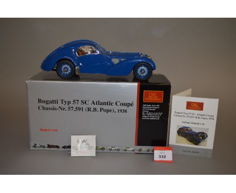 CMC M-083 1:18 scale Bugatti Typ 57 SC Atlantic Coupe Chassis-Nr. 57.591 (RB Pope) 1938 diecast model. Boxed and E.