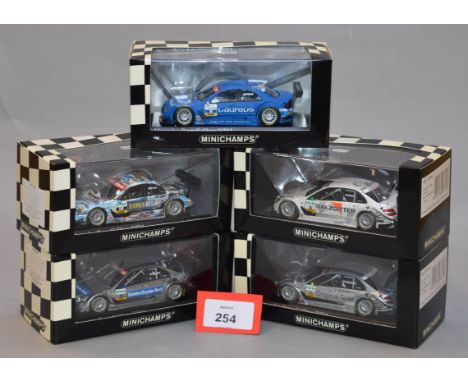 Minichamps. Five Mercedes C- Class DTM 2007 diecast model cars in 1:43 scale including 400 073609 (L.Ed. 1104),  400 073519 (