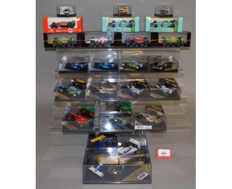 19 x Onyx diecast racing cars, mostly 1:43 scale but includes larger 5016A Williams Renault FW16 Ayrton Senna. Together with 