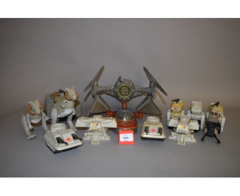 Quantity of unboxed Kenner Star Wars items: Imperial Troop Transporter; Slave I; Landspeeder; Wampa; Tauntaun with open belly