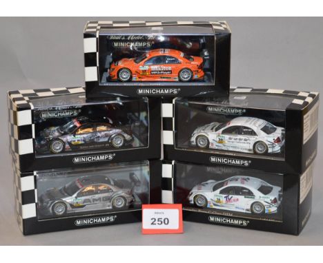 Minichamps. Five Mercedes Benz C Class DTM diecast model cars in 1:43 scale  including 400 053417 (L.Ed. 1536), 400 053416 (L