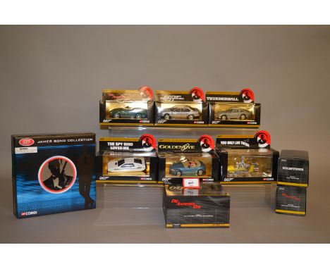 A good quantity of boxed Corgi 007 diecast models, mostly in 1:43 scale, representing vehicles featured in a number of differ