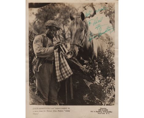 ARMSTRONG LOUIS: (1901-1971) American Jazz Trumpeter. An unusual vintage signed and inscribed sepia 8 x 10 photograph of Arms