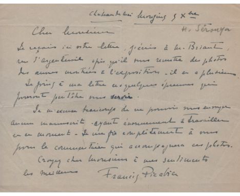 PICABIA FRANCIS: (1879-1953) French Avant-Garde Painter. A.L.S., Francis Picabia, one page, oblong 4to, Chateau de Mai, Mougi