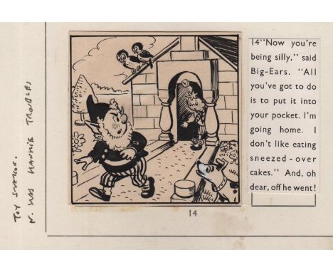 [BLYTON ENID]: (1897-1968) British Children's Writer. Two original small oblong 8vo pages of artwork used for the publication