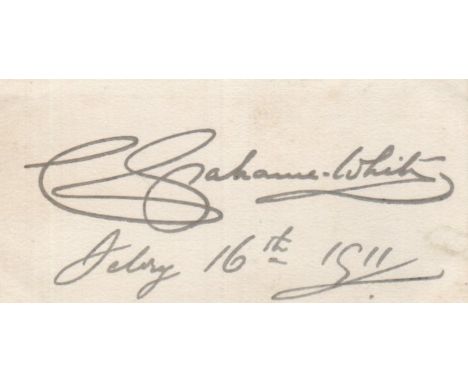 FAMOUS MEN: Selection of signed cards, album pages, a few letters etc., by a wide variety of famous men comprising Claude Gra