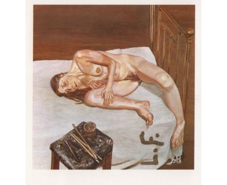 FREUD LUCIAN: (1922-2011) German-born British Painter. Signed colour 4 x 4.5 reproduction of Freud’s painting entitled Naked 