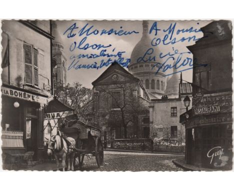 UTRILLO MAURICE: (1883-1955) French Painter. Bold blue fountain pen ink signature ('Maurice Utrillo V.') and inscription, in 