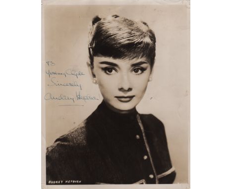 HEPBURN AUDREY: (1929-1993) Belgian-born Actress, Academy Award winner. Vintage signed and inscribed sepia 8 x 10 photograph 